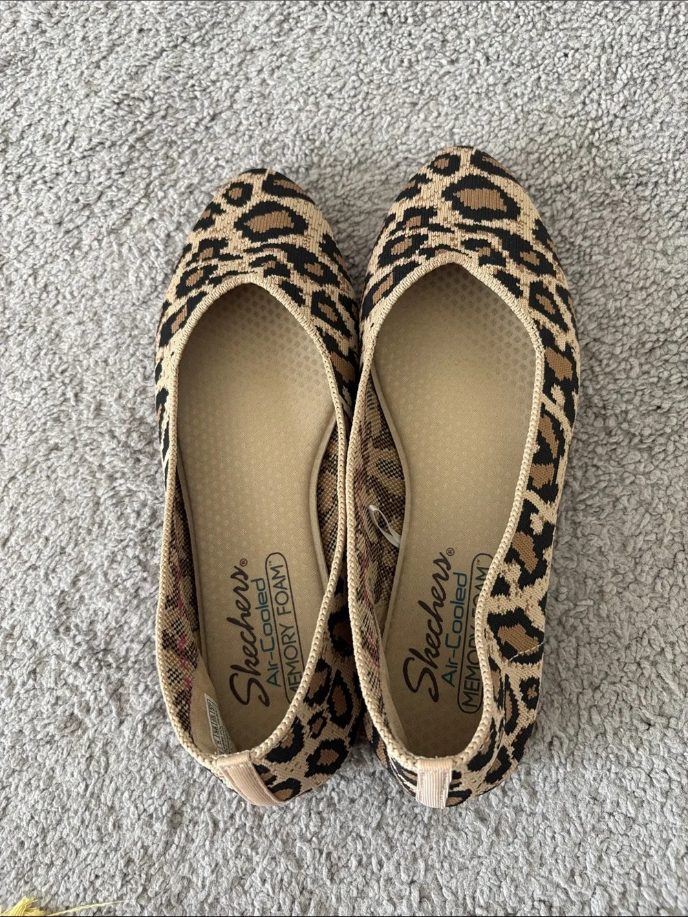 Skechers Air Cooled Brown Cheetah Ballet Flat Memory Foam Women's 8 Knit